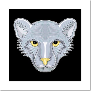silver cheetah cartoon face Posters and Art